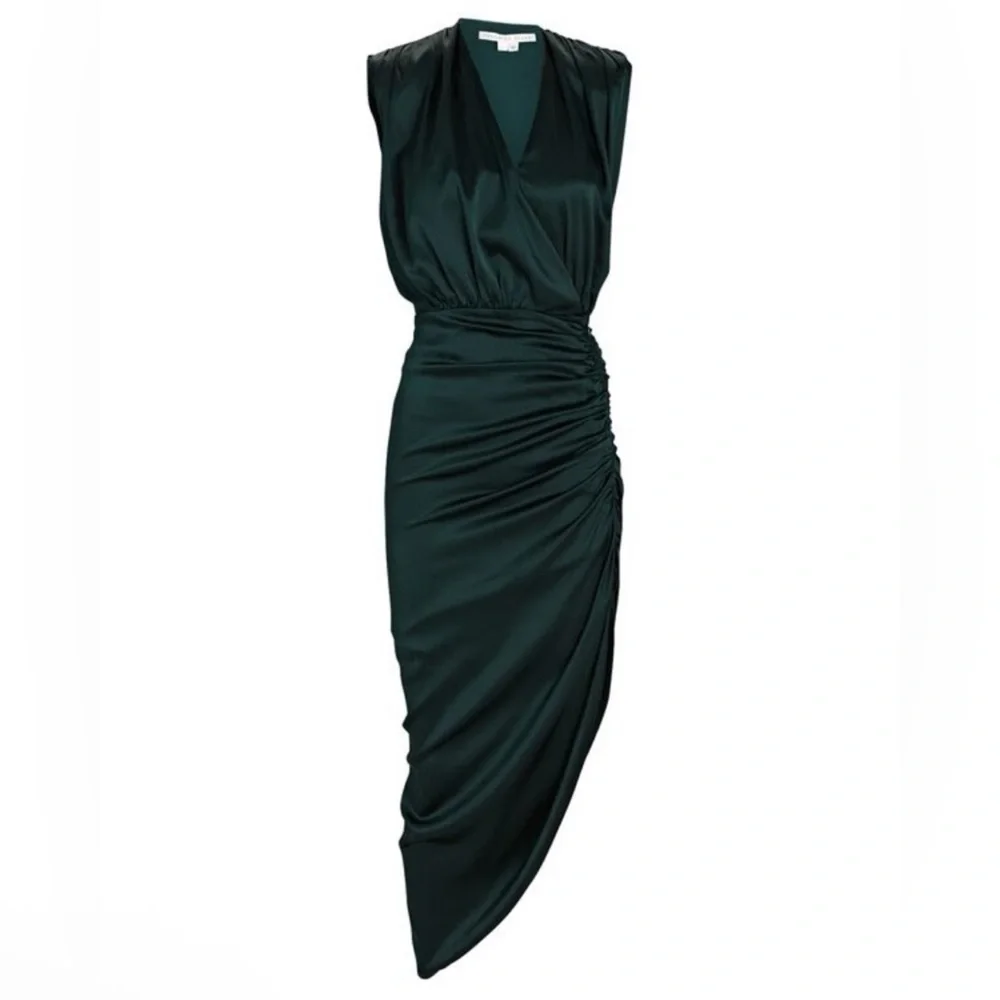 Veronica Beard Casela Silk Rouched Sleeveless Dress in Green Size 6 - Picture 1 of 12